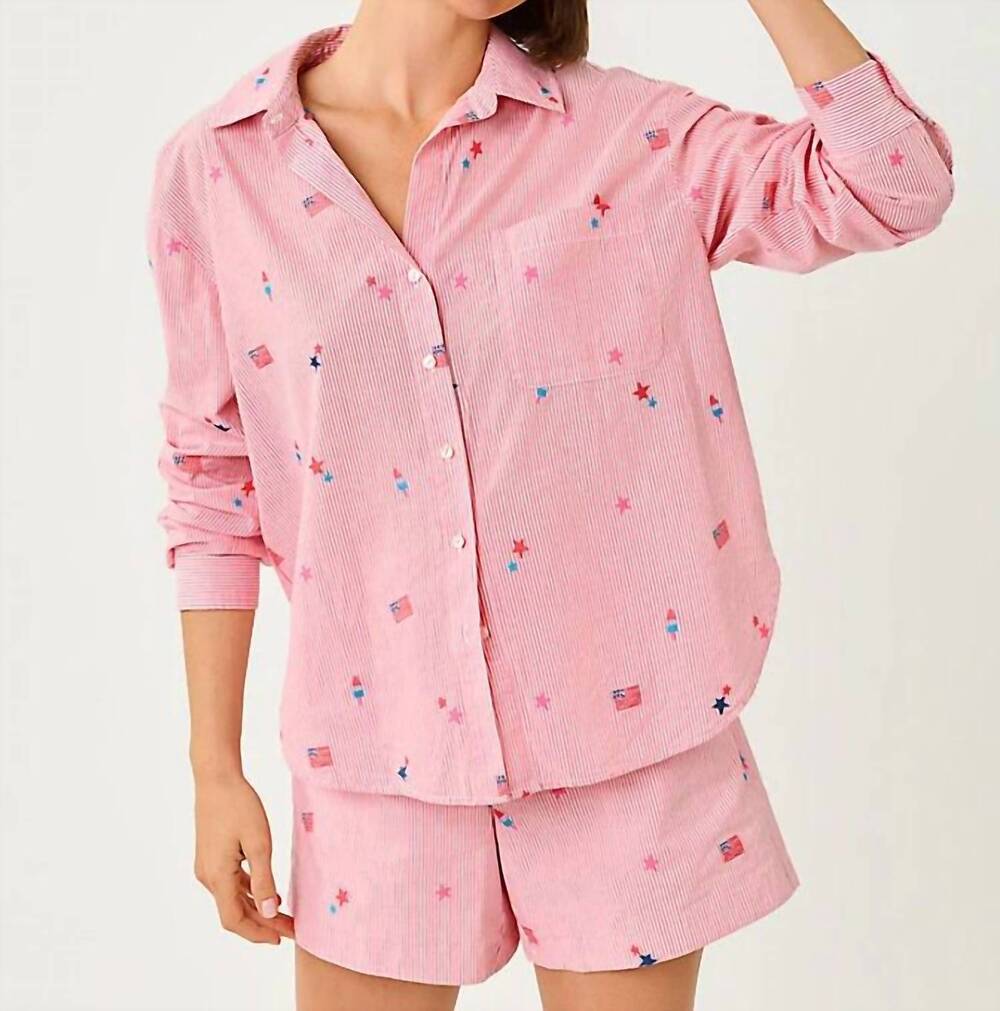 NEW LILLY PULITZER bondi button down in paradise punch 250th celebration